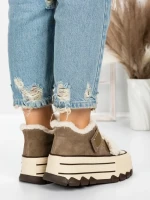 Ghete Dama din piele naturala 5W53 KHAKI | PANTOFUL