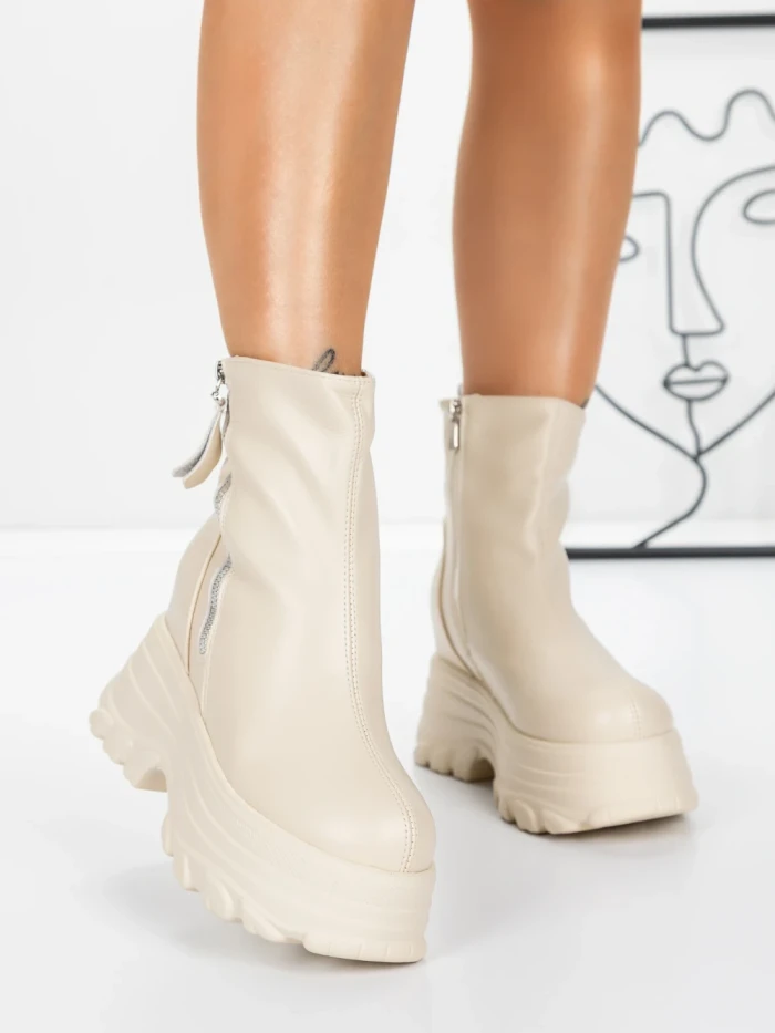 Ghete Dama cu Platforma 58WL17 BEIGE | MEI