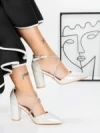 Pantofi cu Toc Gros 2YXD63 SILVER | MEI