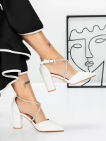 Pantofi cu Toc Gros 2YXD63 WHITE | MEI