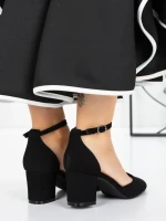Pantofi cu Toc Gros 3XKK81 BLACK | MEI