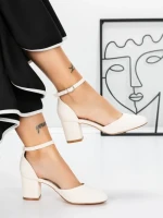 Pantofi cu Toc Gros 3XKK81 BEIGE | MEI