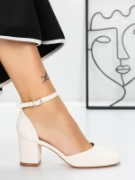 Pantofi cu Toc Gros 3XKK81 BEIGE | MEI
