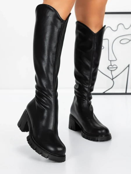 Дамски боти с ниска подметка 3WL15 Черен » MeiMall.bg