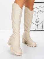 Дамски боти с ниска подметка 3WL15 Бежово » MeiMall.bg