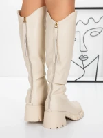 Дамски боти с ниска подметка 3WL15 Бежово » MeiMall.bg