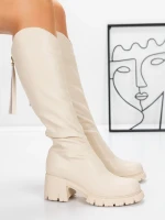 Дамски боти с ниска подметка 3WL15 Бежово » MeiMall.bg