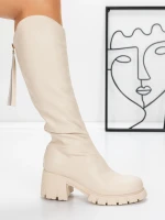 Дамски боти с ниска подметка 3WL15 Бежово » MeiMall.bg