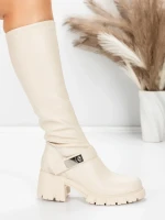 Cizme Dama cu Toc 57WL7 BEIGE | MEI