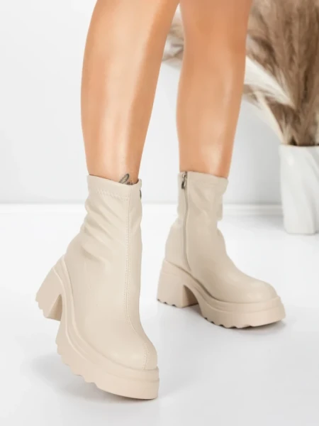 Ghete Dama cu Platforma 57WL10 BEIGE | MEI