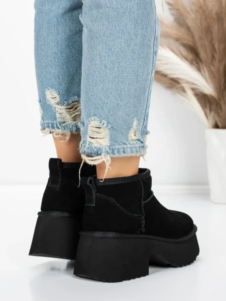 Ghete Dama din piele naturala 5W70 BLACK | PANTOFUL