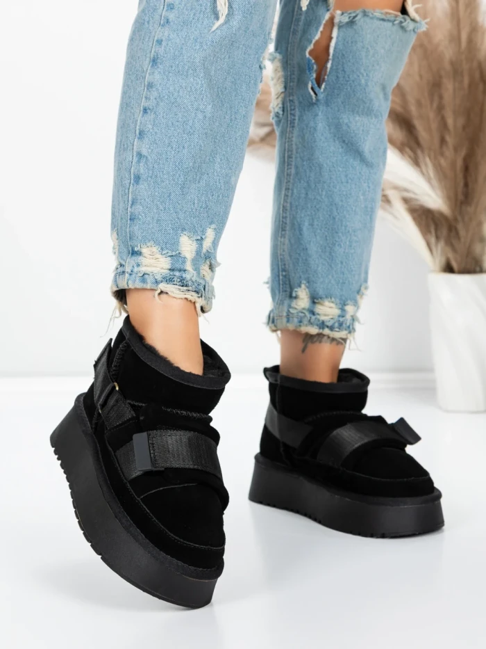 Ghete Dama din piele naturala 3AL76 BLACK | MEI