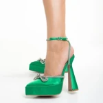 Дамски обувки  зелени  от текстилен материал  Valary