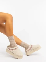 Дамски чехли светло бежови от текстилен материал Amaria