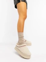 Дамски чехли светло бежови от текстилен материал Amaria