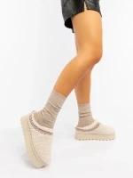 Дамски чехли светло бежови от текстилен материал Amaria