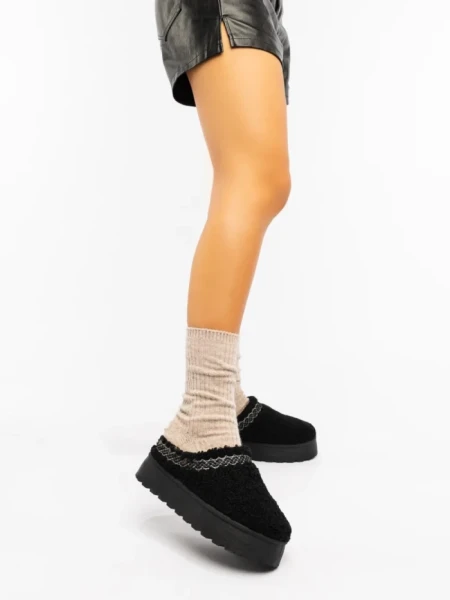 Дамски чехли черни от текстилен материал Amaria