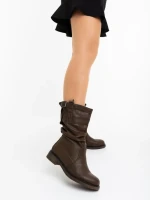 Дамски чизми кафяви от екологична кожа Harika