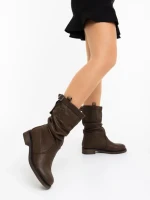 Дамски чизми кафяви от екологична кожа Harika
