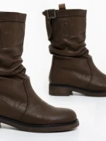 Дамски чизми кафяви от екологична кожа Harika