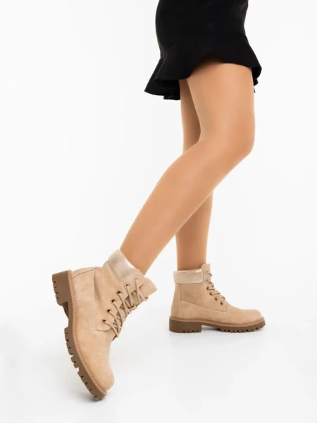 Дамски боти бежови от екологична кожа Adesina