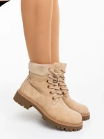 Дамски боти бежови от екологична кожа Adesina