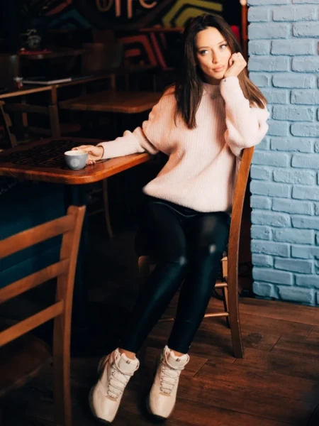 Дамски боти  бежови  от еко кожа и текстилен материал Paityn