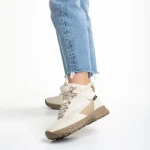 Дамски боти  бежови  от еко кожа и текстилен материал Paityn