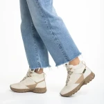 Дамски боти  бежови  от еко кожа и текстилен материал Paityn