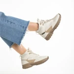 Дамски боти  бежови  от еко кожа и текстилен материал Paityn