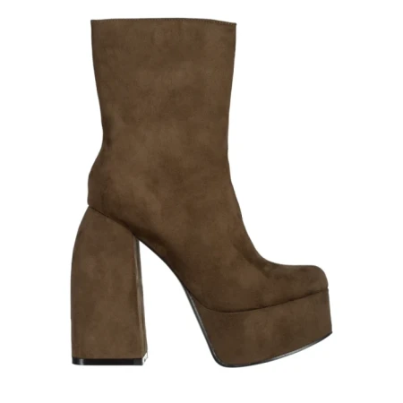 Дамски боти  зелени  от текстилен материал  с ток  Edie