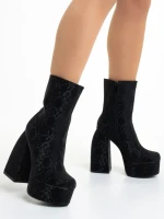 Дамски боти  черни  от текстилен материал  Iriana