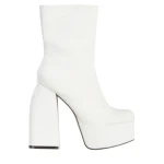 Дамски боти  бежови от текстилен материал  Bluma