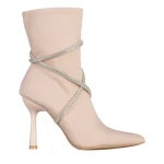 Дамски боти  бежови от текстилен материал  Daila