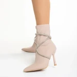 Дамски боти  бежови от текстилен материал  Daila