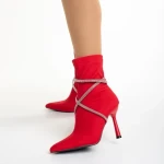 Дамски боти  червени  от текстилен материал  Daila