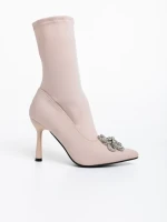 Дамски боти бежови от текстилен материал Taniel