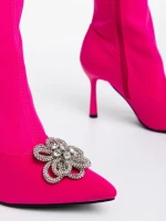 Дамски боти цикламени от текстилен материал Taniel