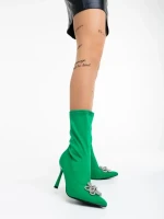 Дамски боти зелени от текстилен материал Taniel