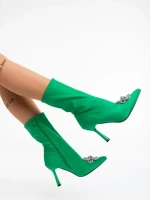Дамски боти зелени от текстилен материал Taniel