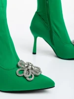 Дамски боти зелени от текстилен материал Taniel