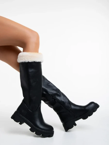 Дамски чизми  черни  от еко кожа Rhosyn