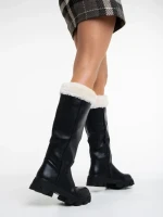 Дамски чизми  черни  от еко кожа Rhosyn