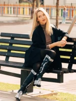 Дамски чизми черни с бяло от еко кожа Narelle