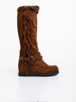 Дамски чизми камел от текстилен материал Ulyssa