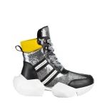 Дамски спортни обувки  черни със сребристо  от еко кожа  Rashia