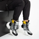 Дамски спортни обувки  черни със сребристо  от еко кожа  Rashia