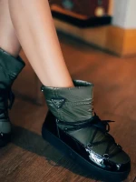 Дамски чизми зелени от еклогичка лачена кожа и текстилен материал Galena