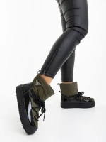 Дамски чизми зелени от еклогичка лачена кожа и текстилен материал Galena