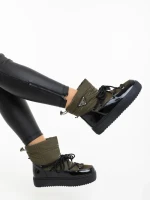 Дамски чизми зелени от еклогичка лачена кожа и текстилен материал Galena